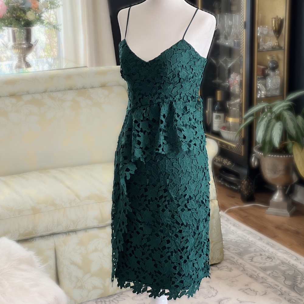 Anthropologie Green Layered Lace Dress